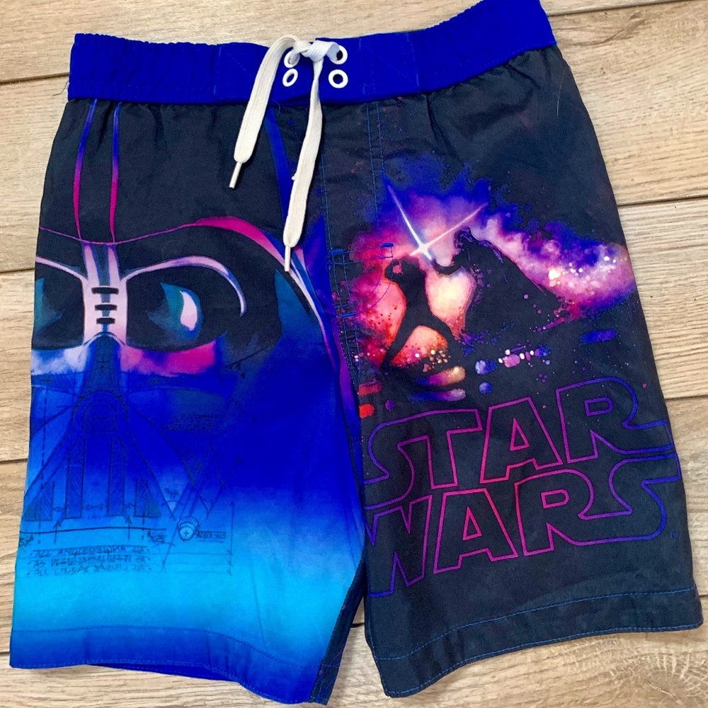 RARE~CLASSIC STAR WARS Return of the Jedi SWIM TRUNKS Boys 5/6~Darth Vader, Luke